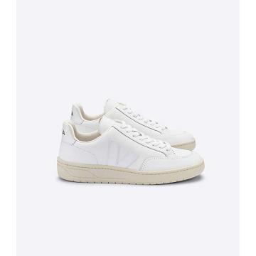 White Men's Veja V-12 LEATHER Sneakers | AU 345YXF